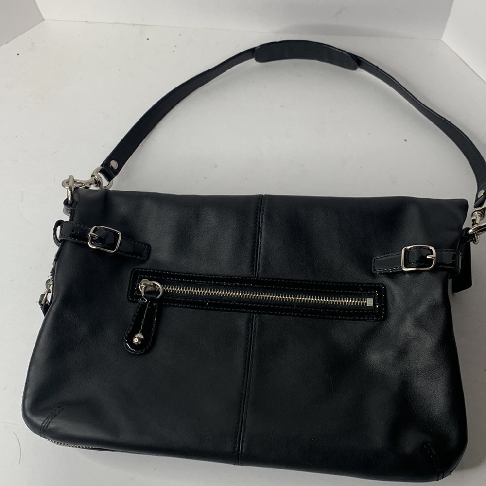 Coach Bonnie black leather fold-over shoulder satchel bag - Picture 10 of 10